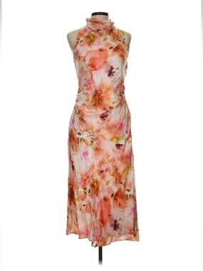 Raquel Allegra Floral Tie Wrap Dress Mock Neck Summer Party Bridal Wedding - 2